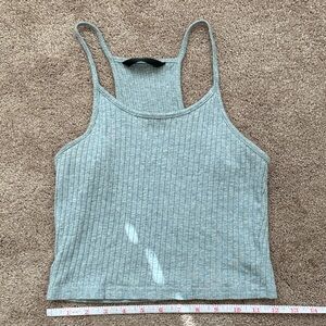 Gray Ribbed Women's Tank Top